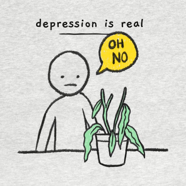 Depression is Real Houseplant by Sunshine&Revolt